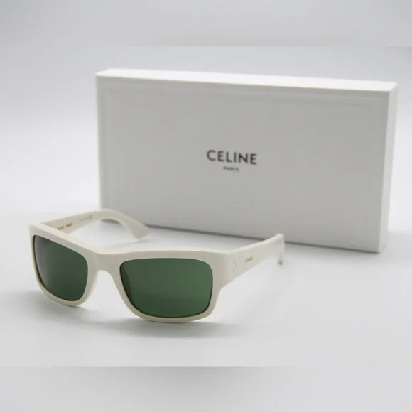 NEW CELINE CL40079I 25N WHITE GREEN UNISEX SUNGLASSES CELINE NEW CELINE CL40079I 25N SQUARE WHITE GREEN SUNGLASSES CELINE  main image 3